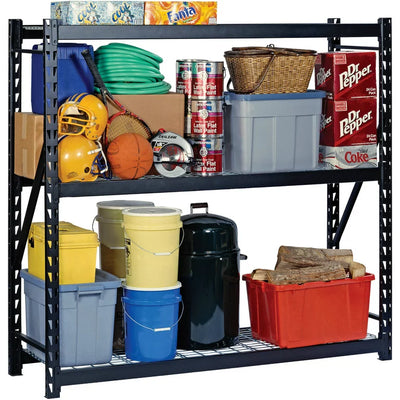 Muscle Rack 3-Tier Black 77"W x 24"D x 72"H Steel Welded Storage Rack**New,small dents from shipping**