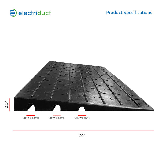 Electriduct 2.5" Non Slip Rubber Threshold Ramp for Wheelchair Accessibility, Mobility Scooters, Power Chairs, Home, Steps, Stairs, Doorways, Curbs with 3 Channels Cord Cover**New**