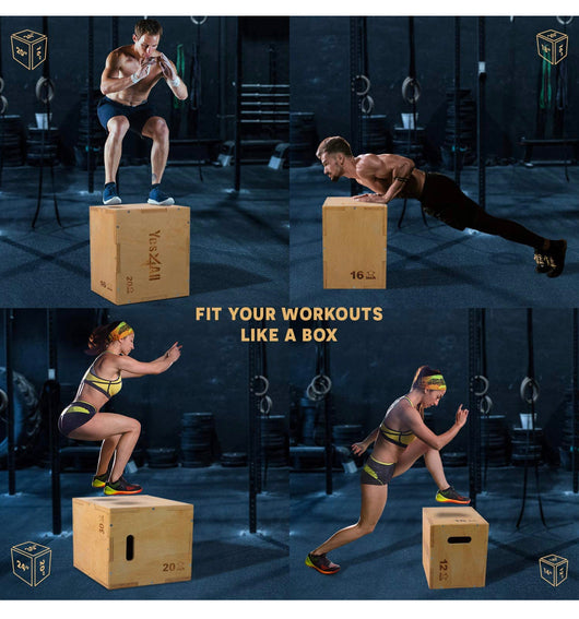 Yes4All 3 in 1 Wooden Plyo Box, Plyometric Box Platform for Home Gym and Outdoor Workout**New in box**