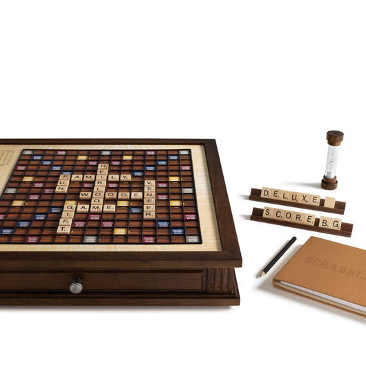 WS Game Company Scrabble Heirloom Edition with Rotating Solid Walnut Cabinet**New in box**