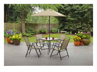 Mainstays Albany Lane 6 Piece Outdoor Patio Dining Set, Tan!! NEW IN BOX!!