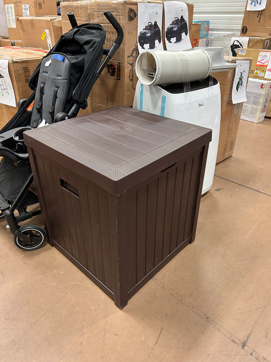 Besbuy 51 Gallons Square Plastic Deck Box Lockable Seat,Brown!  -Brand new & Assembled but does have a very small crack on the back side, photos shown