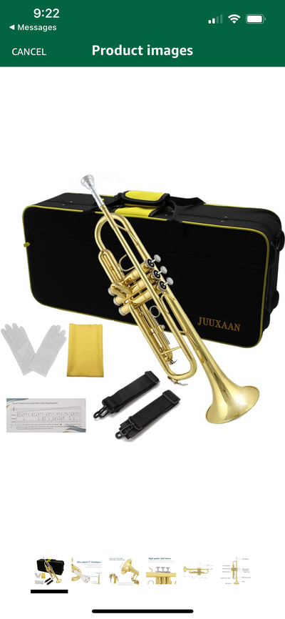 JUUXAAN Brass Standard Bb Trumpet Instrument with Hard Case,Gloves, 7C Mouthpiece for Student Beginner (golden)- NEW IN CARRY CASE!!!