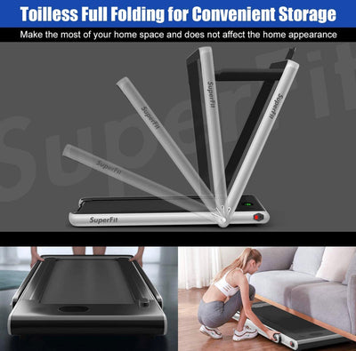 Goplus 2 in 1 Folding Treadmill, 2.25HP Superfit Under Desk Electric Treadmill, Installation-Free with Blue Tooth Speaker, Remote Control, APP Control and LED Display, Walking Jogging for Home Office- NEW OUT OF THE BOX!!!!