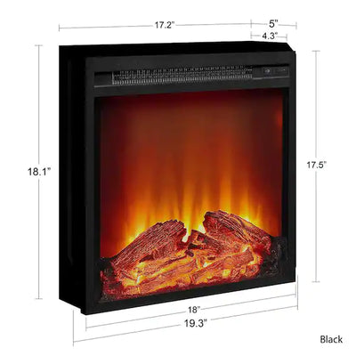 AltraFlame 18 in. x 18 in. Glass Front Electric Fireplace Insert, Black- NEW IN BOX!!!
