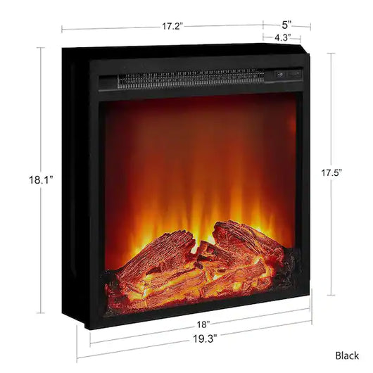 AltraFlame 18 in. x 18 in. Glass Front Electric Fireplace Insert, Black- NEW IN BOX!!!