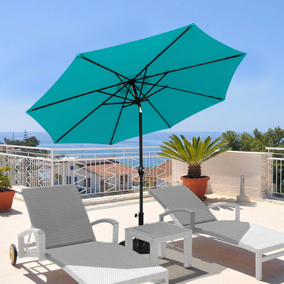 Lacoo 9' Blue Patio Umbrella Outdoor Market Table Umbrella with Push Button Tilt, 8 Sturdy Ribs- NEW IN BOX(minor dirt stain from shipping)