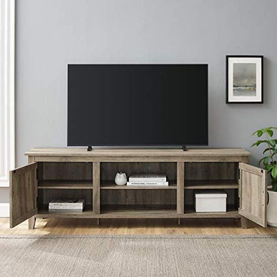 Walker Edison Ashbury Coastal Style Grooved Door TV Stand for TVs up to 80 Inches, 70 Inch, Grey Wash**New in box**