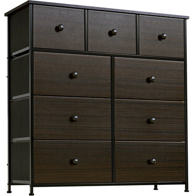 REAHOME Dresser with 9 Drawers Leather Finish Chest of Drawers Dressers for Bedroom Rustic Brown!  -Brand new in the box