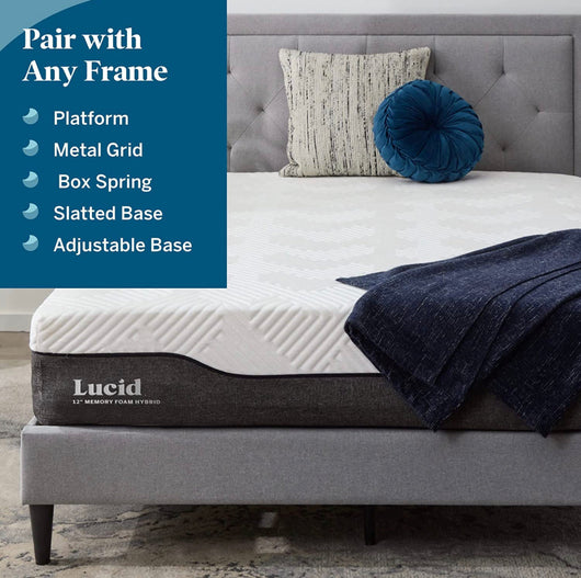 Lucid 12 Inch Hybrid Mattress – Bamboo Charcoal and Aloe Vera Infused- Memory Foam Mattress- Moisture Wicking – Odor Reducing!! BRAND NEW IN PLASTIC!!