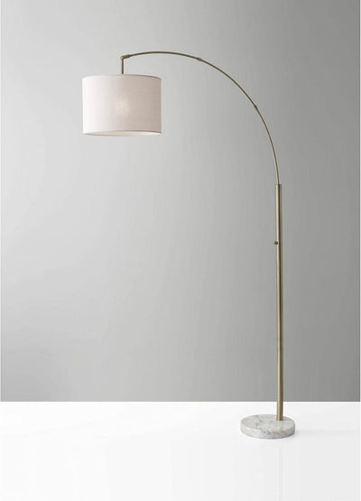 Adesso 4249-21 Bowery Arc Lamp, 73.5 in, 100W Incandescent/26W CFL, Antique Brass Finish, 1 Floor Lamp- NEW AND ASSEMBLED!!!!!