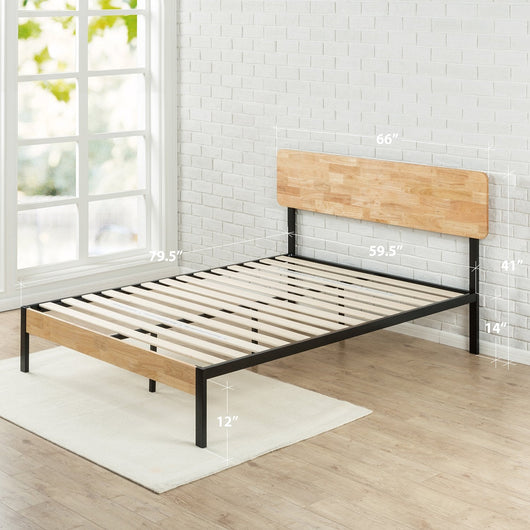 ZINUS Olivia Metal and Wood Platform Bed Frame / No Box Spring Needed / Wood Slat Support / Easy Assembly, Queen**New in box**