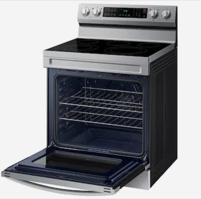 Samsung 30-in Smooth Surface 5 Elements 6.3-cu ft Self-Cleaning Air Fry Convection Oven Freestanding Electric Range (Fingerprint Resistant Stainless Steel)!  -Brand new out of the box (Power cord is not included)