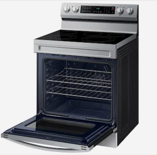 Samsung 30-in Smooth Surface 5 Elements 6.3-cu ft Self-Cleaning Air Fry Convection Oven Freestanding Electric Range (Fingerprint Resistant Stainless Steel)!  -Brand new out of the box (Power cord is not included)