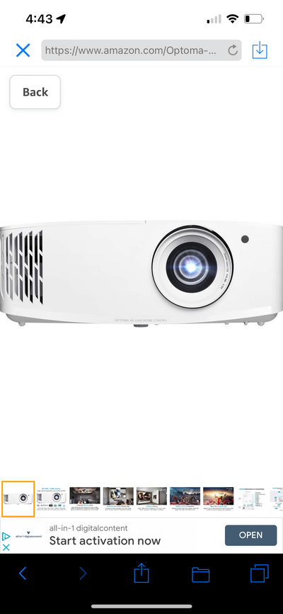 Optoma Bright, True 4K UHD Gaming Projector, 4000 Lumens, 4.2ms Response Time at 1080p with Enhanced Gaming Mode, Lowest Input Lag on 4K Projector(60hz Rr) ,240Hz Refresh Rate (1080P) HDR10 & HLG!! NEW IN BOX, MISSING REMOTE(CAN CHEAPLY BE REPLACED)!!