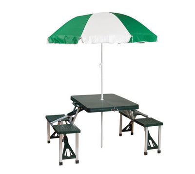 Stansport Folding Picnic Table with Umbrella, Aluminum Frame- NEW IN BOX!!!