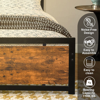 Codesfir Queen Bed Frame with Headboard and Footboard, Heavy Duty Platform Metal Bed Frame with Strong 4 U-Shaped Support Frames & 12 Strong Wood Slat Support, No Box Spring, Easy Assembly**New in box**