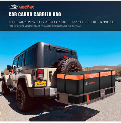 MeeFar Folding Hitch Mount Cargo Carrier Basket 60" X 20" X 6"+Waterproof Cargo Bag 16 Cubic Feet(58" 19" 24") (new in the box)