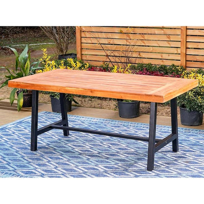 Phi Villa Black Rectangular Wood Patio Outdoor Dining Table**New in box**