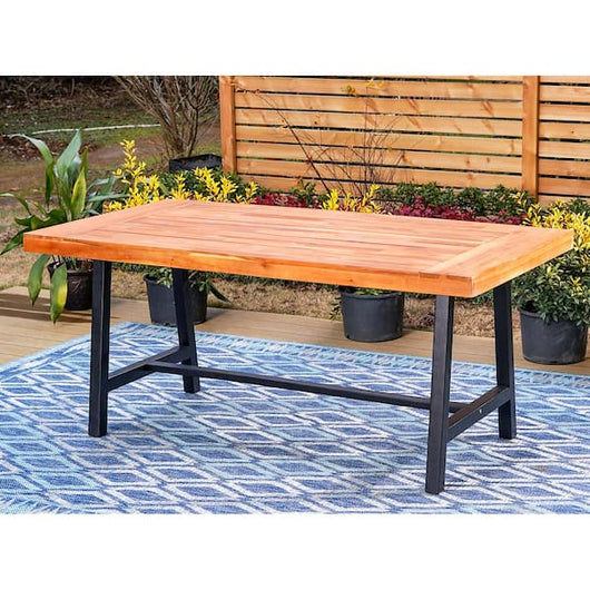 Phi Villa Black Rectangular Wood Patio Outdoor Dining Table**New in box**