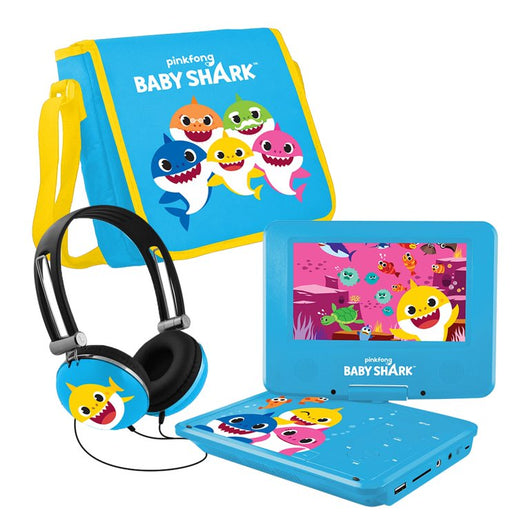 Pinkfong Baby Shark BSDVD701 7" Portable DVD Player with Matching Headphones + Carrying Bag - Multicolor**New in Box**