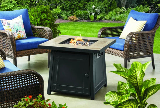 Mainstays 30" Square Ceramic Tiletop Outdoor Gas Fire Pit Table- NEW IN BOX!!!