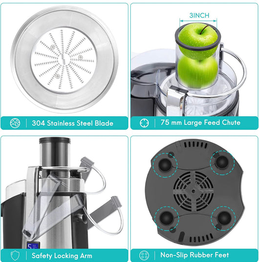 Healnitor Juice Extractor, 1000W 5-SPEED LCD Screen, Silver- NEW IN BOX!!!!