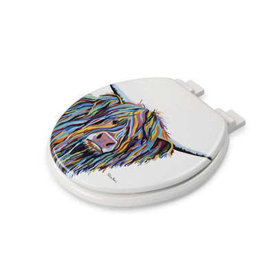 Croydex Angus McCoo 19",Wooden Printed,Elongated Toilet Seat,Artwork by Steven Brown**New in Box**