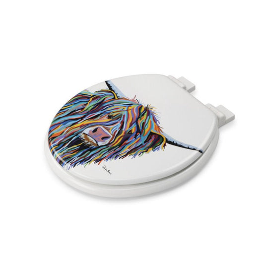 Croydex Angus McCoo 19",Wooden Printed,Elongated Toilet Seat,Artwork by Steven Brown**New in Box**