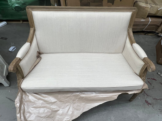 Baxton Studio Chavanon Wood and Linen Traditional French Loveseat, Light Beige!! NEW AND ASSEMBLED!!