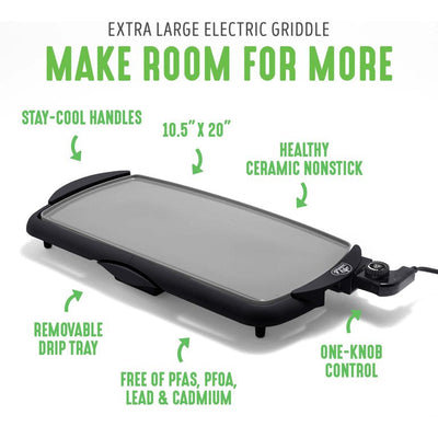 GreenLife Healthy Nonstick XL Electric Griddle, Black**New,used very few times,was cleaned!!**