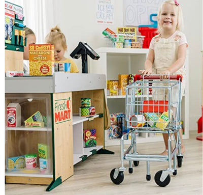 Melissa & Doug Toy Shopping Cart With Sturdy Metal Frame - Toddler Shopping Cart, Pretend Grocery Cart, Supermarket Pretend Play Shopping Cart For Kids Ages 3+- new in box