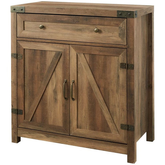 Walker Edison 30" Farmhouse Barn Door Accent Cabinet in Rustic Oak**New in box**
