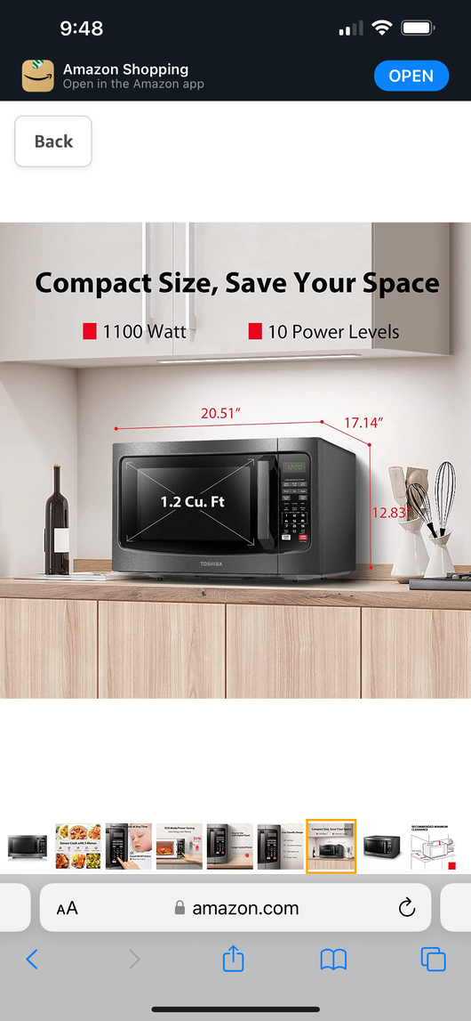 TOSHIBA Stainless Steel Countertop Microwave Oven, 1.2 Cu Ft with 12.4" Turntable, Smart Humidity Sensor with 12 Auto Menus, Mute Function & ECO Mode, Easy Clean Interior, Stainless Steel & 1100W! - NEW!