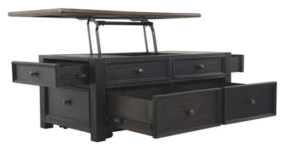 Signature Design by Ashley Tyler Creek Rustic Farmhouse Lift Top Coffee Table with Drawers, Brown & Black**New**