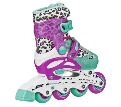 Roller Derby Sprinter Girl's 2-in-1 Quad Roller and Inline Skates Combo, Leopard (Size 12-2)- NEW IN BOX!!!!