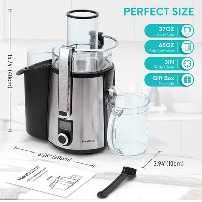 Healnitor Juice Extractor, 1000W 5-SPEED LCD Screen, Silver- NEW IN BOX!!!!