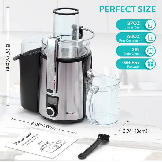 Healnitor Juice Extractor, 1000W 5-SPEED LCD Screen, Silver- NEW IN BOX!!!!