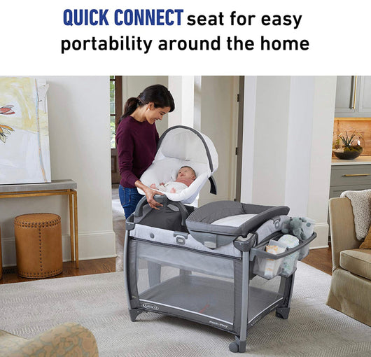 Graco Pack 'n Play Quick Connect DLX Playard Includes Portable Seat and Rapid Remove Fabrics for Easy Cleaning, Nico- NEW IN BOX!!!