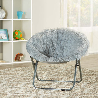 Mainstays Blair Plush Faux-Fur Kids Saucer Chair,Grey**new in box*