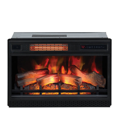 ClassicFlame 26" 3D Infrared Quartz Electric Fireplace Insert Plug and Safer Sensor, Black**New in box**