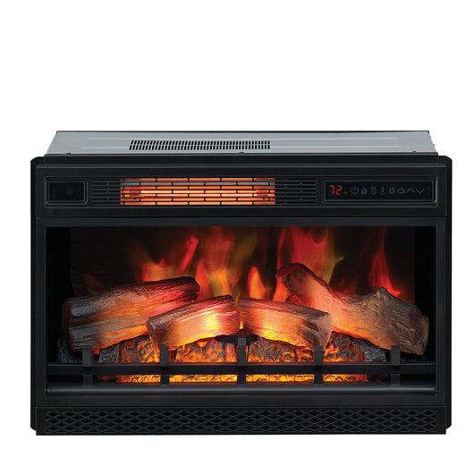 ClassicFlame 26" 3D Infrared Quartz Electric Fireplace Insert Plug and Safer Sensor, Black**New in box**
