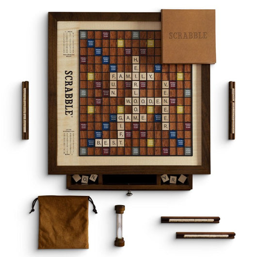 WS Game Company Scrabble Heirloom Edition with Rotating Solid Walnut Cabinet**New in box**