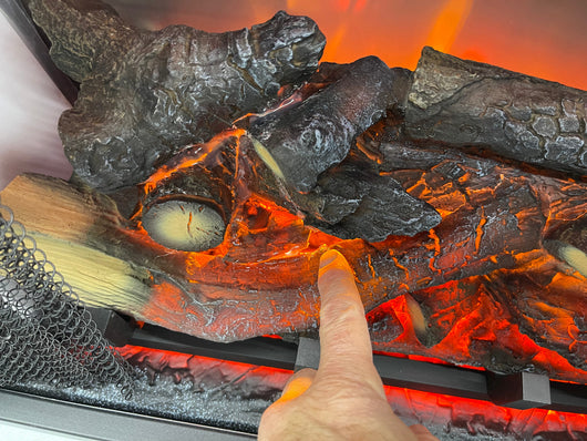 32” wide electric fireplace insert   brand new - but Salvage - log set was damaged in shipping- does not affect operation at all  includes multifunction remote control
