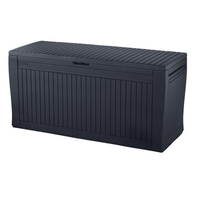Keter Comfy Outdoor Storage 71 Gallon Resin Deck Box, Anthracite Gray**New and assembled**