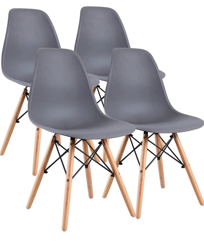 Amazon Basics Modern Dining Chair Set, Shell Chair with Wood Legs for Kitchen, Dining, Living Room - Set of 4, Gray**New in box**