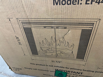 32” wide electric fireplace insert   brand new - but Salvage - log set was damaged in shipping- does not affect operation at all  includes multifunction remote control