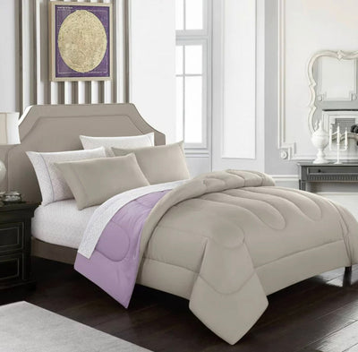Casa 7-Piece Lavender 100% Polyester Fill Bed in a Bag Comforter Set with Sheets, King- NEW!