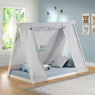 P'kolino Tent Floor Bed - Twin, FSC Certified Wood, Washable Tent, White/Grey**New in box**