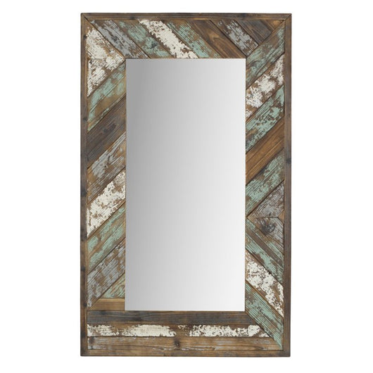Aspire Home Accents Brogan Distressed Wood Slat Wall Mirror, Multi-colored, 43" x 26"**New in box**